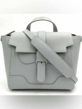 Senreve Midi Maestra Ice Grey Pebbled Leather 4-Way Convertible Bag